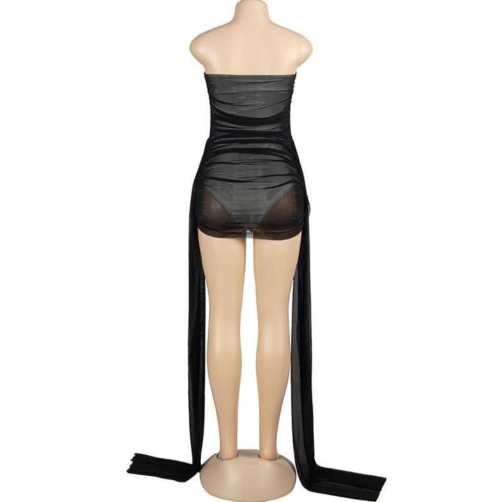 Backless mesh ruched tube mini dress  | Festival Outfits Women
