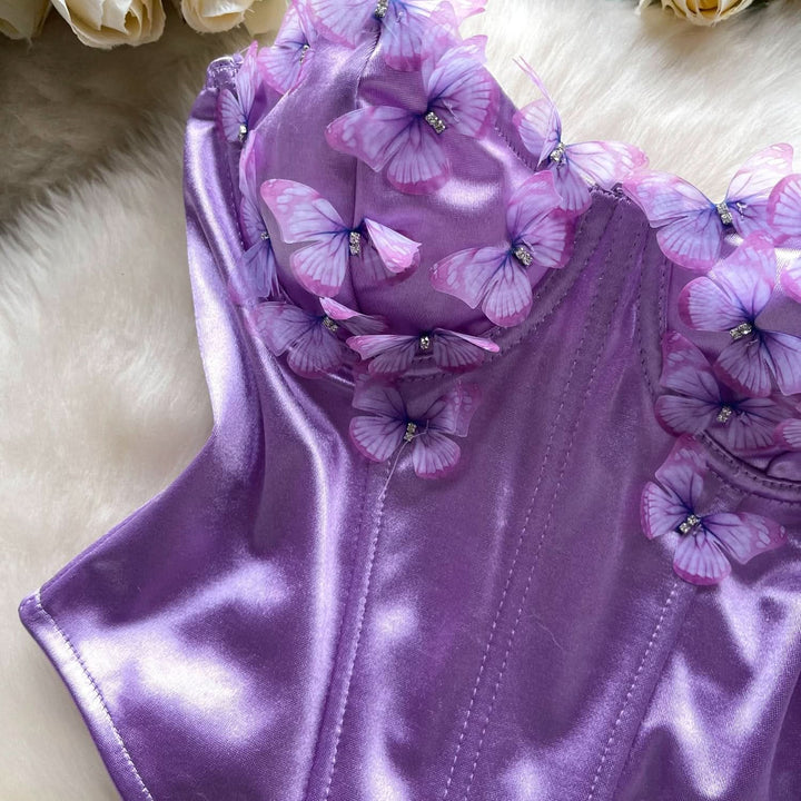 Sweetheart neck butterfly applique backless tube top  | Festival Outfits Women