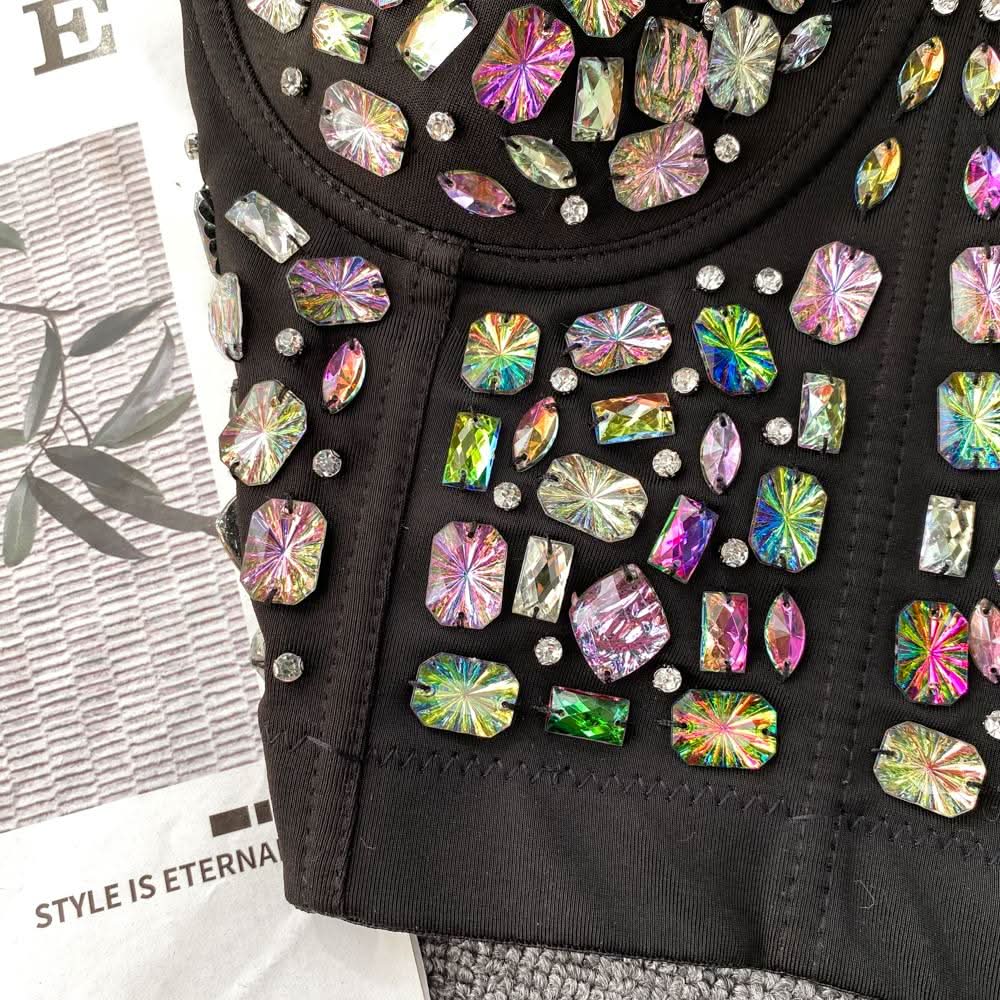 Button beaded v neck padded cami top  | Festival Outfits Women