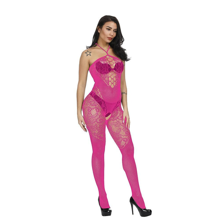 Halter patchwork lace backless bodystocking  | Festival Outfits Women