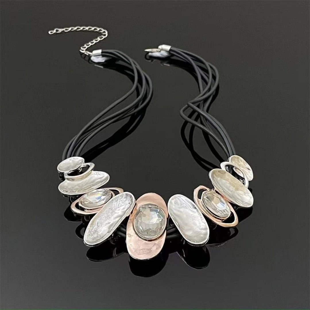 Irregular elliptic rhinestone layered necklace  | Festival Outfits Women