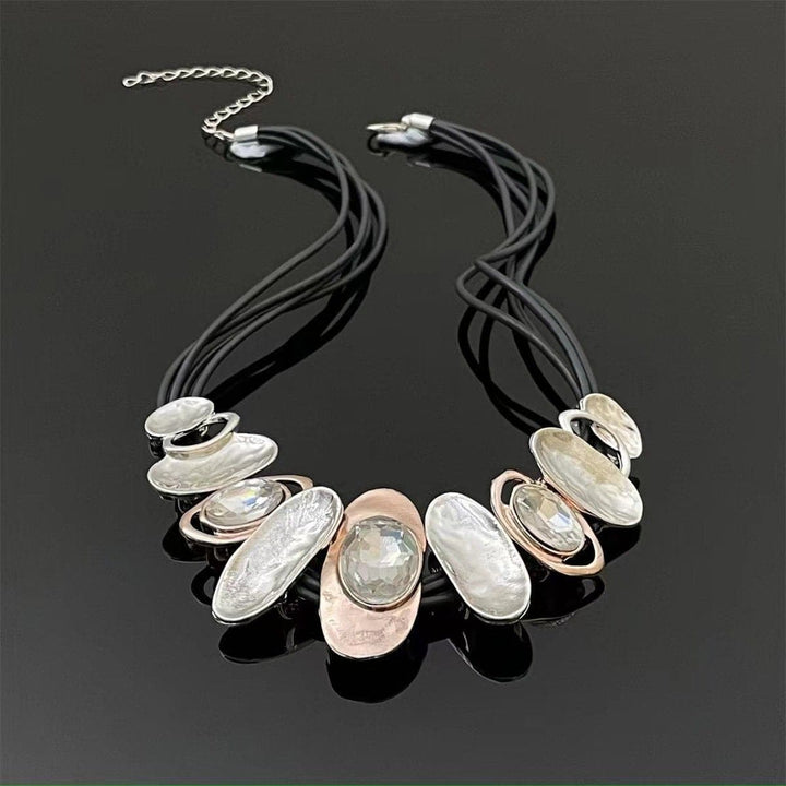 Irregular elliptic rhinestone layered necklace  | Festival Outfits Women