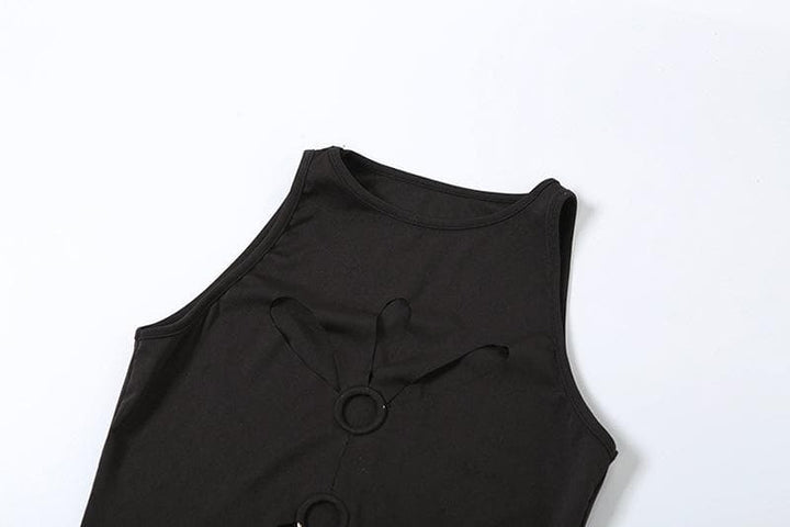 Riga mai kama da O ring hollow out crewneck mai kauri da aka yanke | Kayan Biki Mata