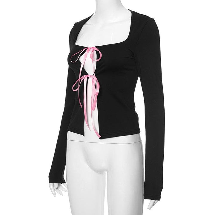 Ribbon mai dogon hannu mai kauri da aka yanke | Kayan Biki na Mata