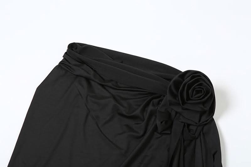 Gloves flower applique slit tube maxi skirt set  | Festival Outfits Women