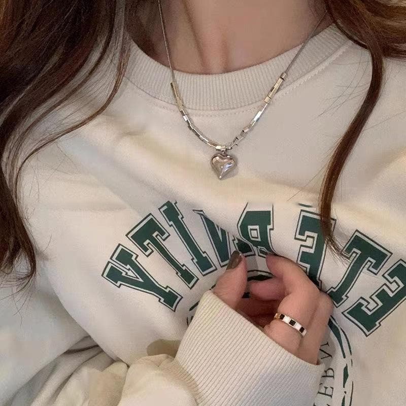 Heart pendant beaded metal chain necklace  | Festival Outfits Women