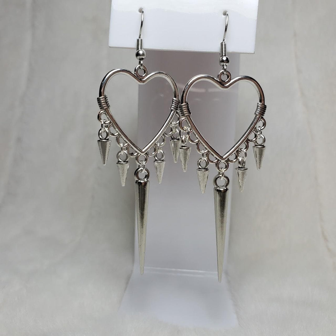 Heart ring layered rivet pendant drop earrings  | Festival Outfits Women