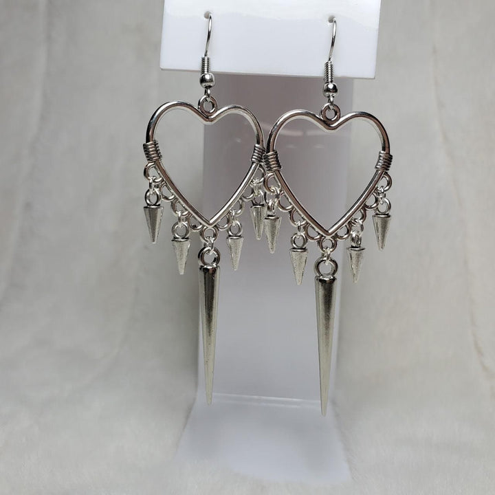 Heart ring layered rivet pendant drop earrings  | Festival Outfits Women