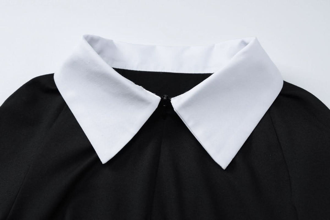 Turnover collar long sleeve zip-up button bodysuit  | Festival Outfits Women-final-sale