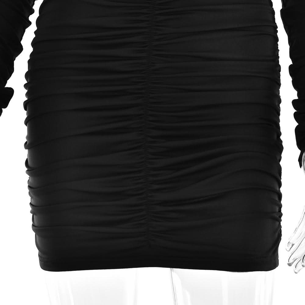 Off shoulder long sleeve ruched mini dress  | Festival Outfits Women