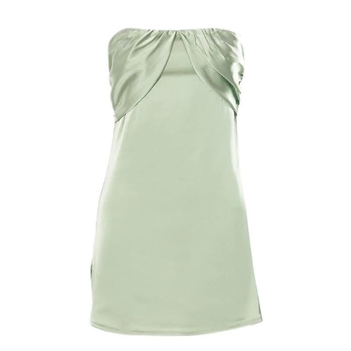 Patchwork slit ruched backless sleeveless tube mini dress-final-sale  | Festival Outfits Women