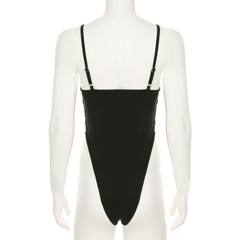 Leopard print u neck glitter button cami bodysuit  | Festival Outfits Women-final-sale