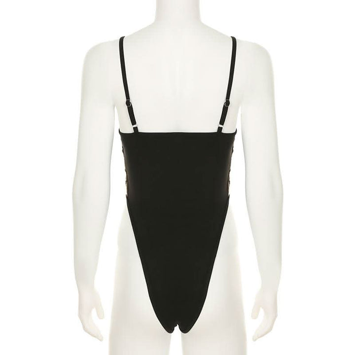 Leopard print u neck glitter button cami bodysuit  | Festival Outfits Women-final-sale