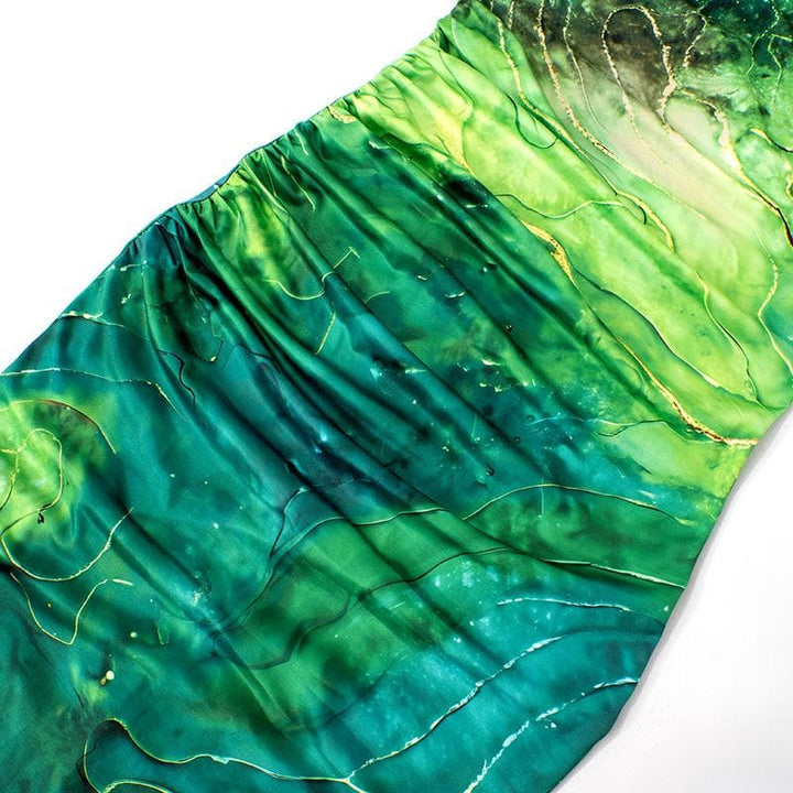 One shoulder print ruched maxi dress  | Festival Outfits Women