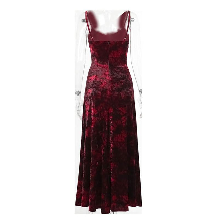 Ruched v neck zip-up print contrast cami maxi dress  | Festival Outfits Women