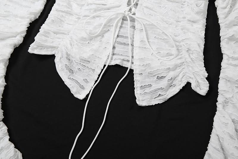 Long sleeve cross front textured top  | Festival Outfits Women