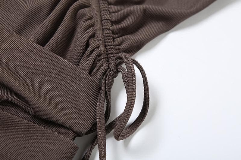 Irregular ruched drawstring buckle tank mini dress  | Festival Outfits Women