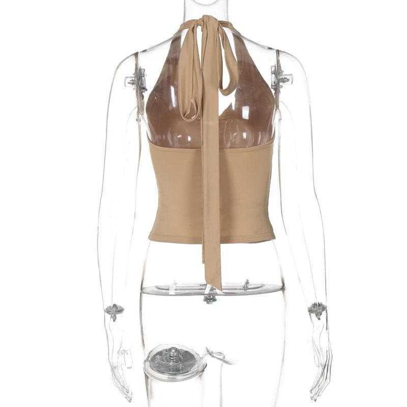 Halter ruched knotted solid top  | Festival Outfits Women
