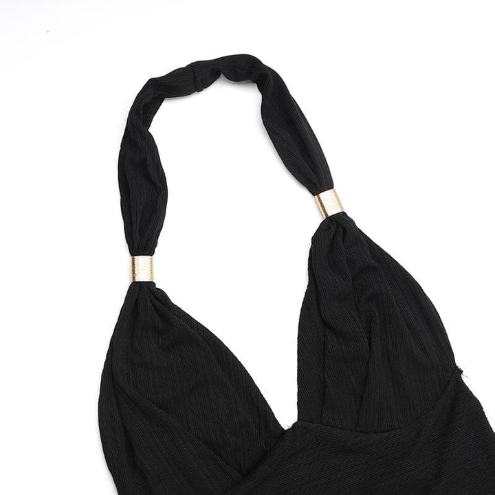Halter v neck knotted backless maxi skirt set  | Festival Outfits Women
