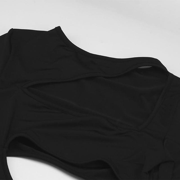 U neck long sleeve hollow out backless cut out mini dress  | Festival Outfits Women