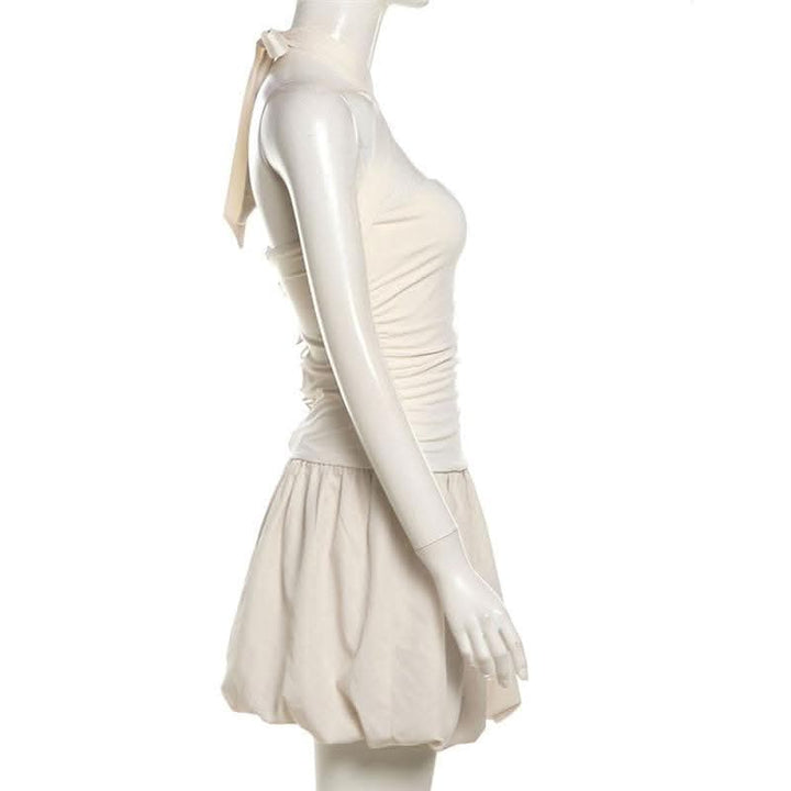 Halter cross front lace up mini dress-final-sale  | Festival Outfits Women