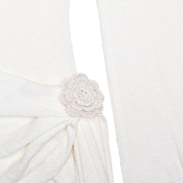 Long sleeve flower applique ruched backless mini dress  | Festival Outfits Women