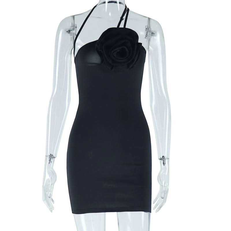 Irregular flower applique backless cami mini dress  | Festival Outfits Women