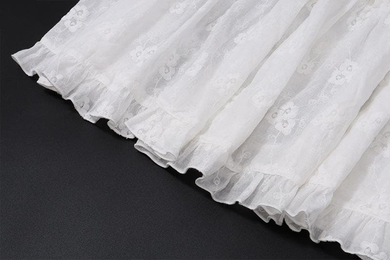 Rigar midi mai laushi da aka yi da zaren zane mai ruffle | Kayan Biki na Mata