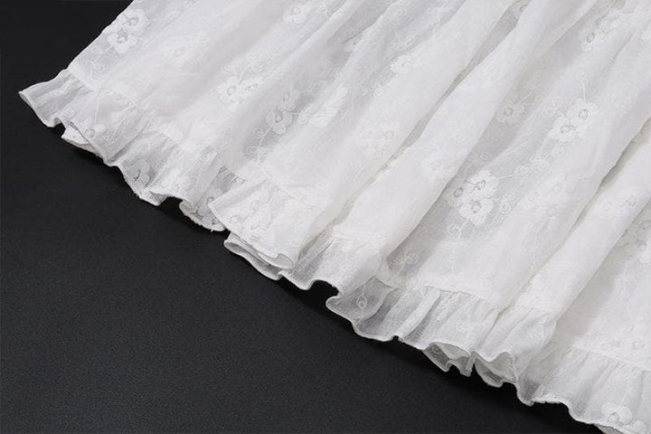 Rigar midi mai laushi da aka yi da zaren zane mai ruffle | Kayan Biki na Mata