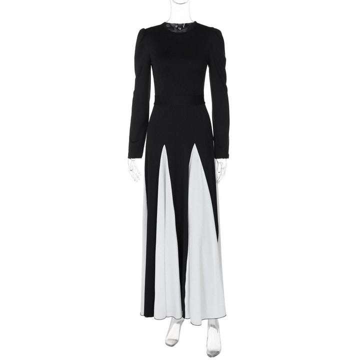 Long sleeve contrast self tie maxi dress  | Festival Outfits Women