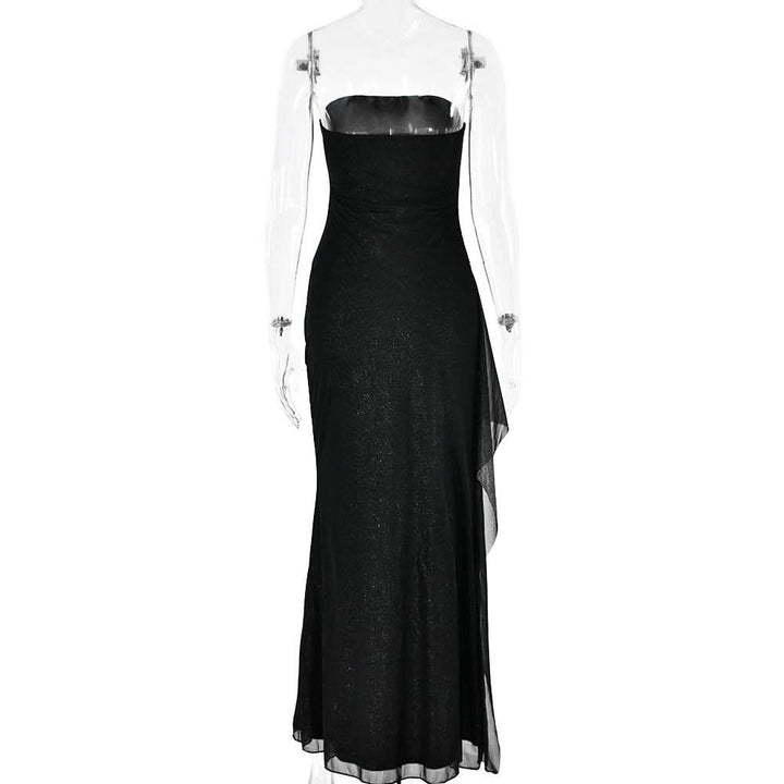 Slit ruched backless irregular tube maxi dress  | Festival Outfits Women