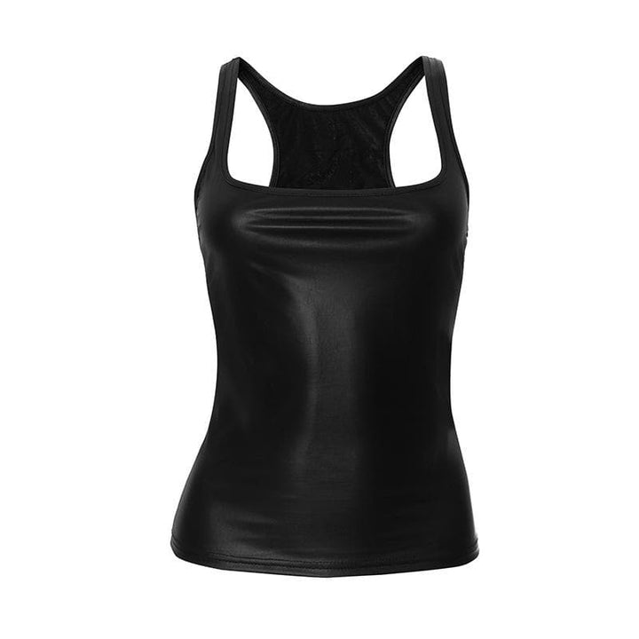 U neck PU leather tank top  | Festival Outfits Women