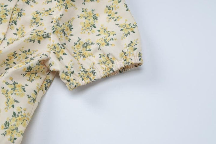 Riga mai gajeren hannu mai zip-up mai siffar fure | Kayan Biki na Mata