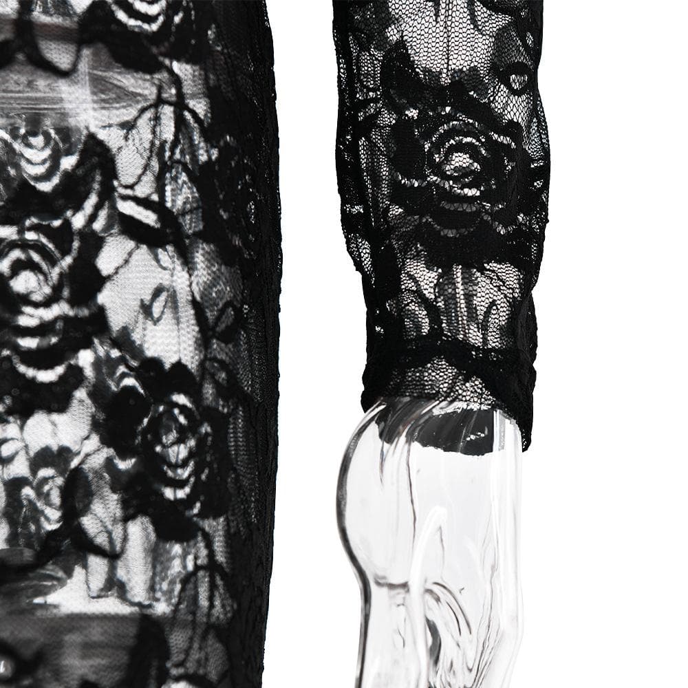Long sleeve lace see through sweetheart neck maxi dress  | Festival Outfits Women