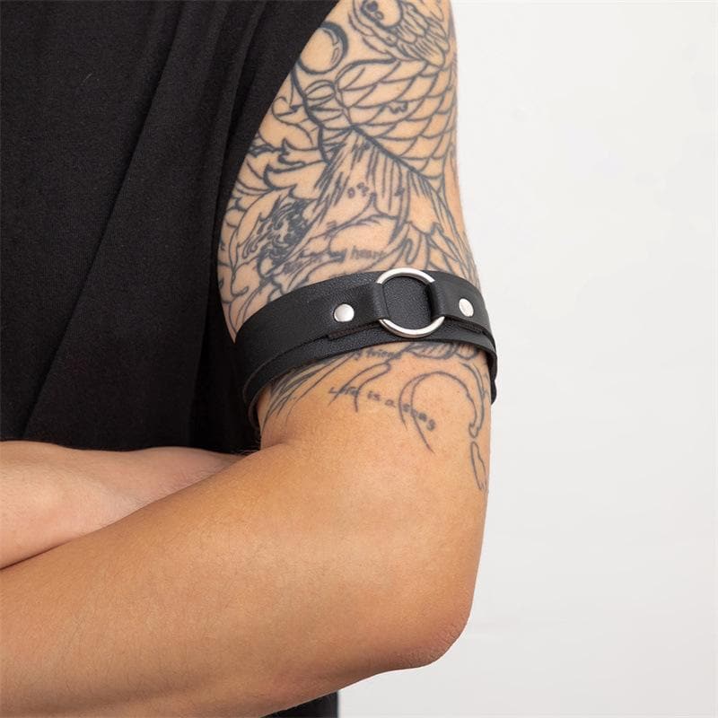 O ring rivet PU leather arm cuff  | Festival Outfits Women