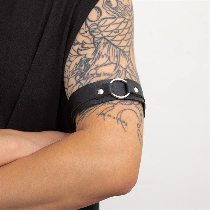 O ring rivet PU leather arm cuff  | Festival Outfits Women