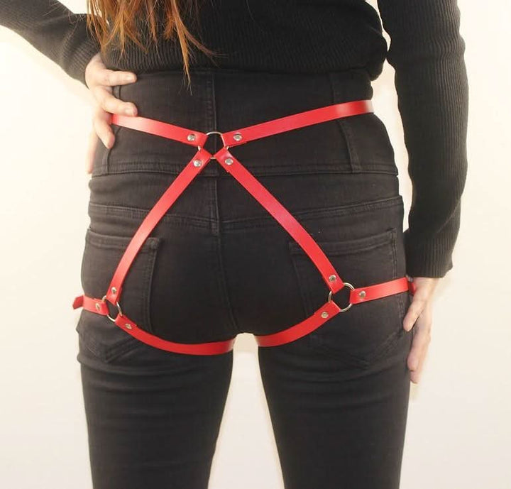 PU leather o ring solid garter belt  | Festival Outfits Women
