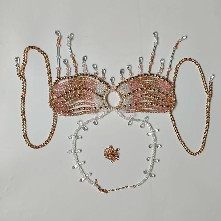 Halter crystal beaded tassels hollow out crop cut out top  | Festival Outfits Women-final-sale