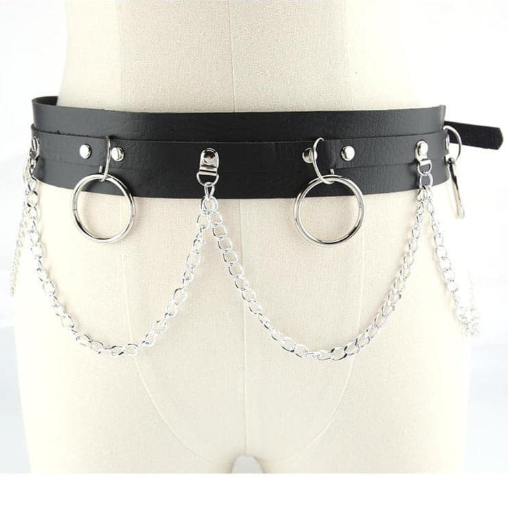 PU leather o ring metal chain belt  | Festival Outfits Women