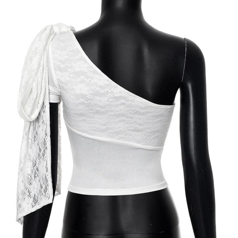 One shoulder lace knotted crop top  | Festival Outfits Women