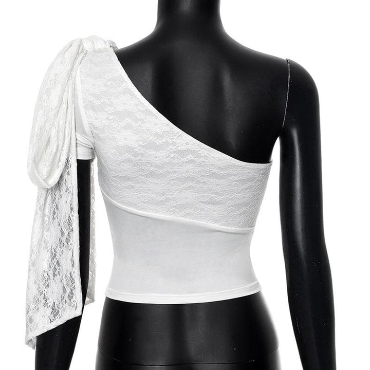 One shoulder lace knotted crop top  | Festival Outfits Women