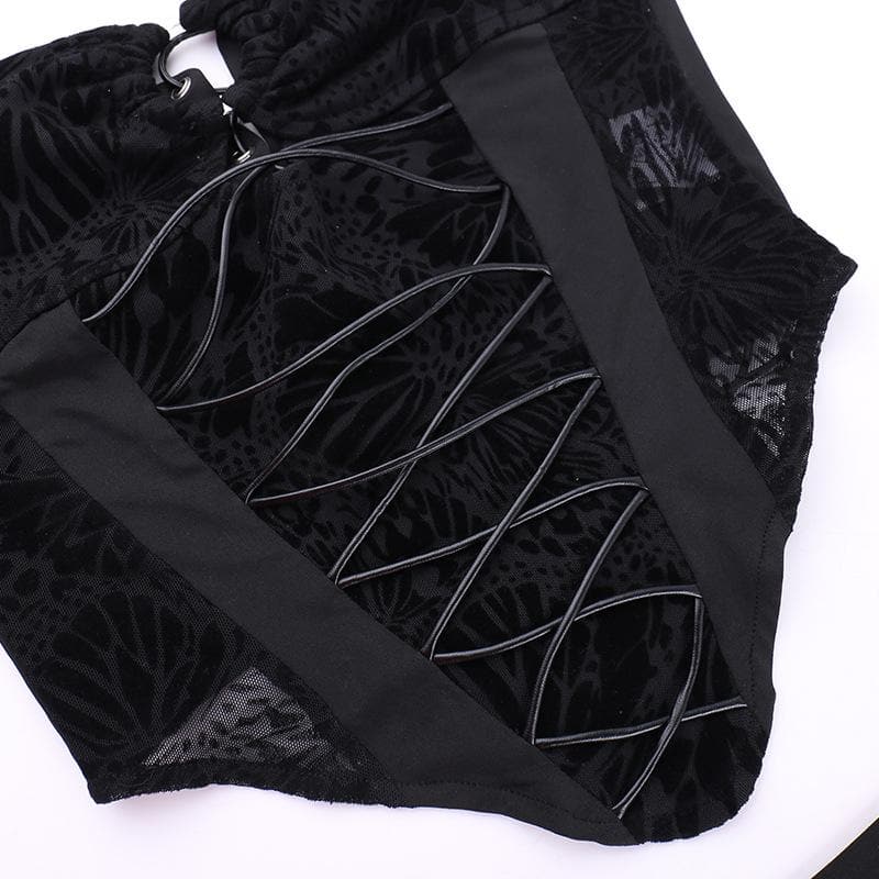 O ring bustier lace up see through tube pant set  | Festival Outfits Women