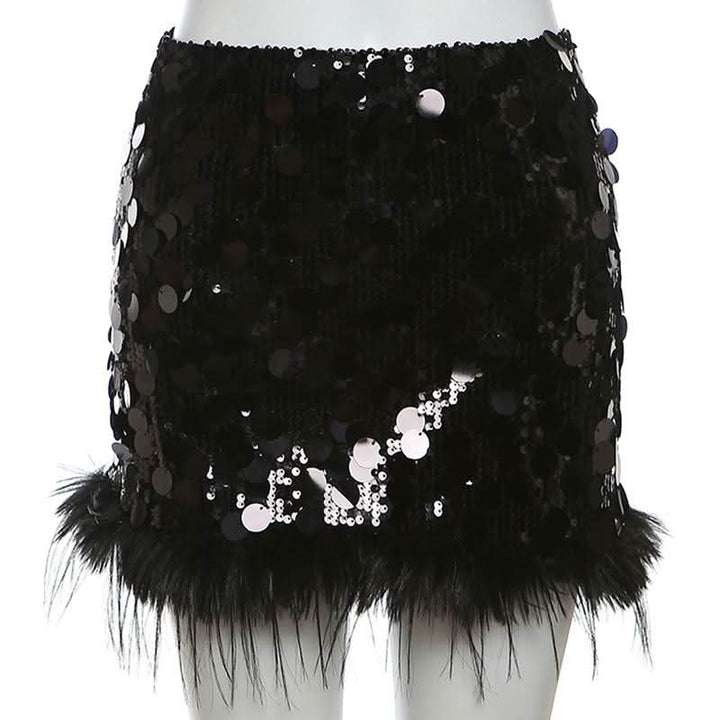 Glitter fluffy A line mini skirt  | Festival Outfits Women