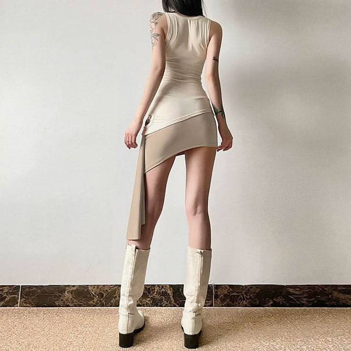 Irregular A line solid mini skirt  | Festival Outfits Women