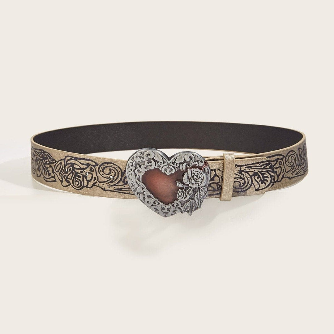 Heart print PU leather adjustable belt  | Festival Outfits Women