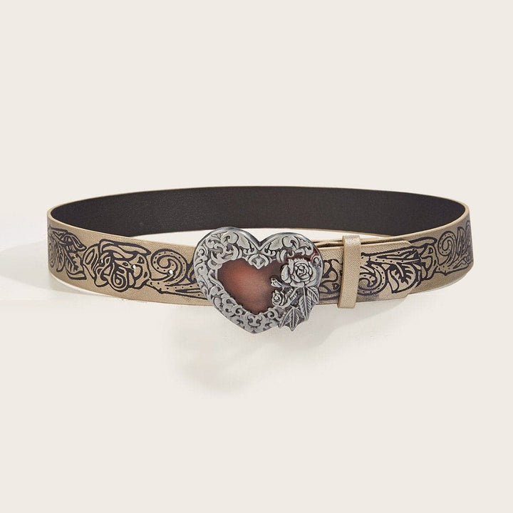 Heart print PU leather adjustable belt  | Festival Outfits Women