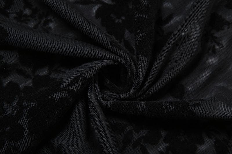 Cowl neck halter flower pattern mesh maxi dress  | Festival Outfits Women