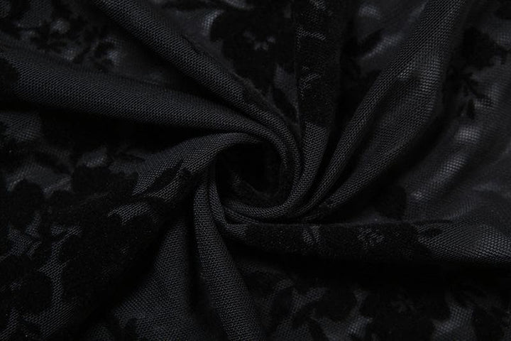 Cowl neck halter flower pattern mesh maxi dress  | Festival Outfits Women