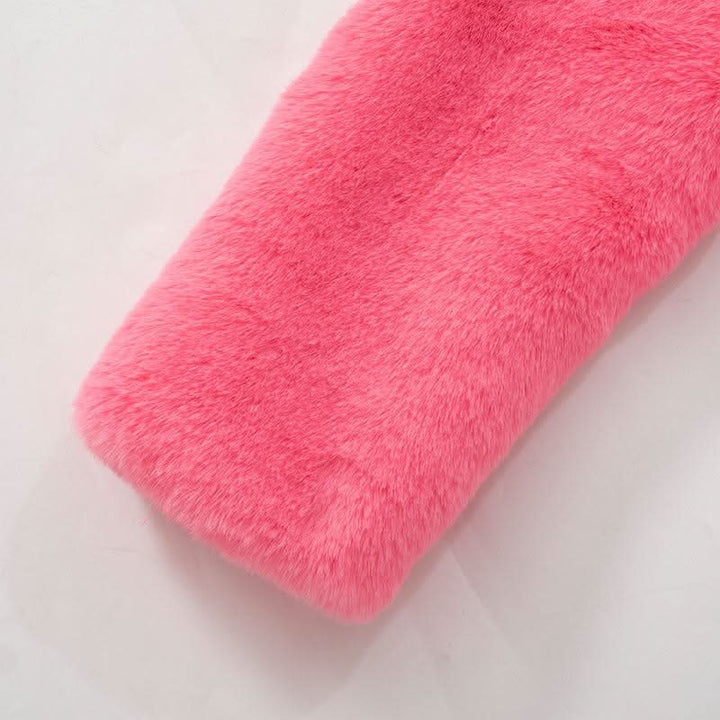 Zip-up long sleeve fluffy turnover collar crop top  | Festival Outfits Women