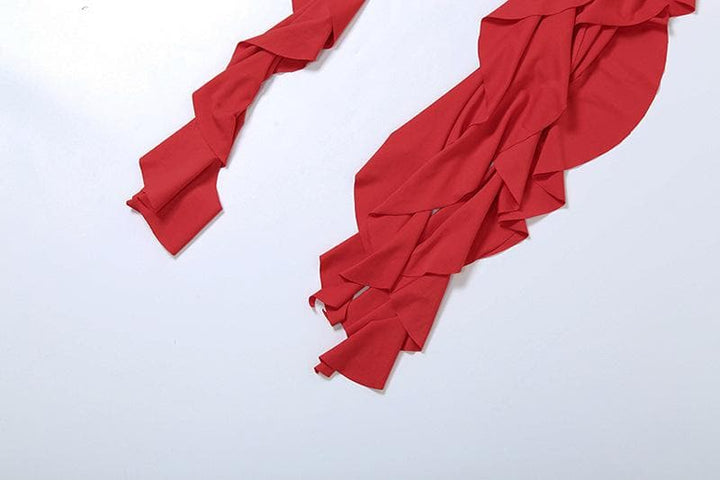 Rose applique ruffle ruched tube top  | Festival Outfits Women-final-sale